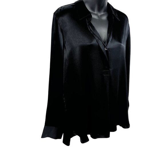 Rails Nissa Black Long Sleeve Blouse Rayon Women Size Medium M Cross Front New - Picture 4 of 10